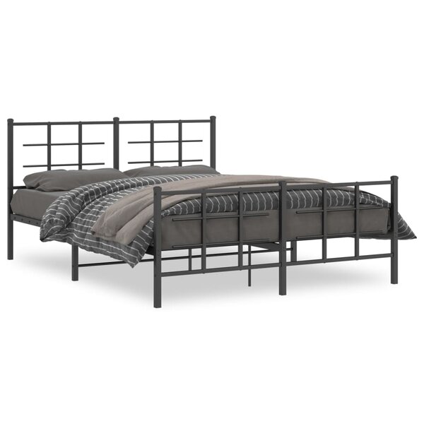 vidaXL Cadre de lit métal sans matelas avec pied de lit noir 160x200cm