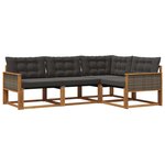 vidaXL Ensemble de canapés d'extérieur 4 pc Naturel et noir