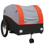 vidaXL Remorque de vélo noir et orange 45 kg fer