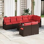 vidaXL Ensemble de Canapés 9 Pièces Marron polyrotin