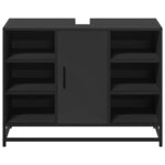 vidaXL Armoire lavabo de salle de bain noir 80x33x60cm bois ingénierie