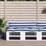 vidaXL Coussins de palette lot de 2 rayures bleues/blanches