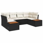 vidaXL Ensemble de canapé de jardin avec coussin 6 Pièces Noir Poly rotin