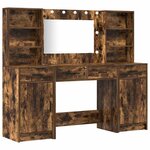 vidaXL Ensemble de table de maquillage avec LED 3 Pièces Chêne fumé