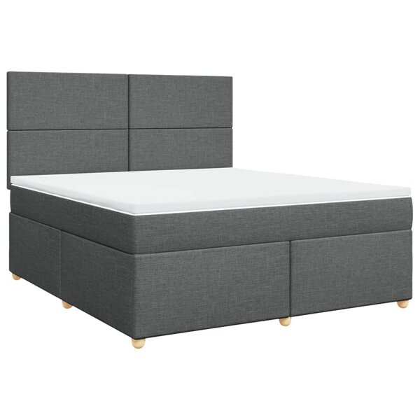 vidaXL Sommier à lattes de lit avec matelas Gris foncé 180x200cm Tissu