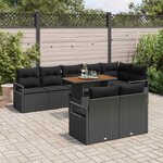 vidaXL Ensemble de canapé de jardin 9 Pièces Noir Poly rotin