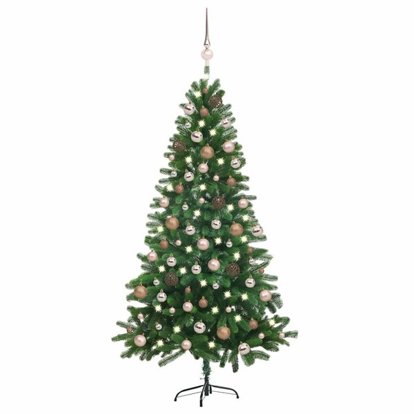 vidaXL Arbre de Noël artificiel pré-éclairé et boules 180 cm vert