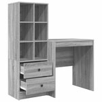 vidaXL Bureau avec tiroir avec étagère avec stockage 2 Pièces Gris Sonoma