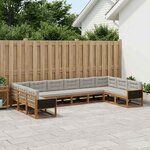 vidaXL Ensemble de canapés d'extérieur 10 Pièces Naturel et gris clair
