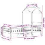 vidaXL Cadre de lit avec toit blanc 90x200 cm bois de pin massif