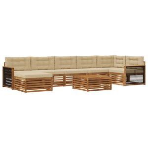 vidaXL Ensemble de canapés d'extérieur 8 Pièces Naturel et Beige