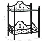 vidaXL Tables de chevet 2 Pièces Acier et verre trempé 45x30 5x60 cm Noir