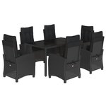 vidaXL Ensemble à manger de jardin coussins 7Pièces Noir Résine tressée