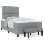 vidaXL Lit à ressorts avec matelas et banc gris clair 120x190 cm en tissu