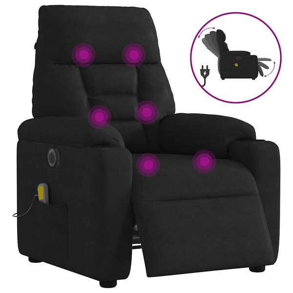 vidaXL Fauteuil inclinable de massage électrique noir tissu microfibre