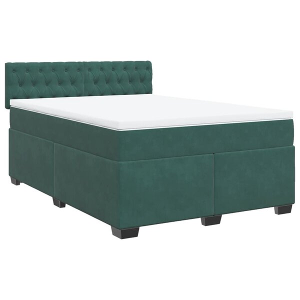 vidaXL Sommier à lattes de lit et matelas Vert foncé 140x190cm Velours