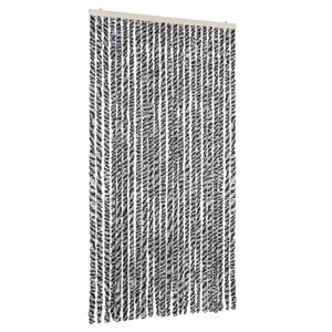 vidaXL Rideau anti-mouches gris et noir et blanc 100x220 cm chenille
