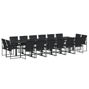 vidaXL Ensemble à manger de jardin 17 Pièces noir textilène