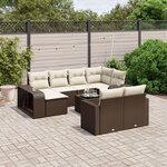 vidaXL Salon de jardin et coussins 11 Pièces marron résine tressée
