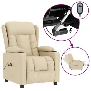 vidaXL Fauteuil inclinable électrique Crème Tissu