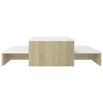 vidaXL Ensemble tables basses gigognes Blanc et chêne 100x100x26 5 cm