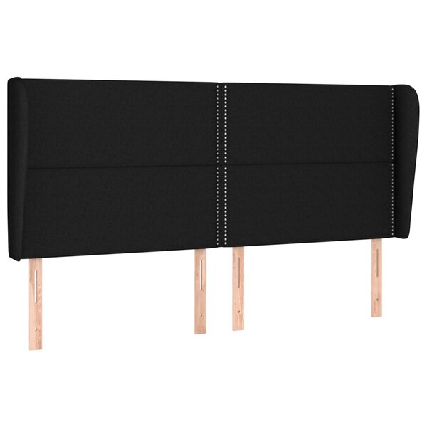 vidaXL Tête de lit avec oreilles Noir 203x23x118/128 cm Tissu