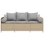 vidaXL Canapé de jardin avec coussins 3 places beige résine tressée