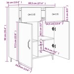 vidaXL Buffet gris béton 69 5x34x90 cm bois d'ingénierie