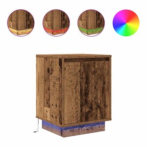 VidaXL Table de chevet avec lumières LED vieux bois 38x34x50 cm