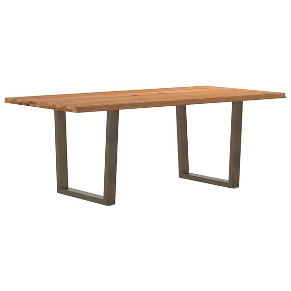 vidaXL Table à manger avec bord naturel 200x100x74cm bois massif chêne