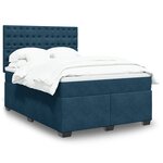 vidaXL Sommier à lattes de lit et matelas bleu 140x190 cm velours