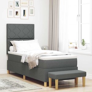 vidaXL Lit à ressorts avec matelas Gris foncé 80 x 200 cm tissu