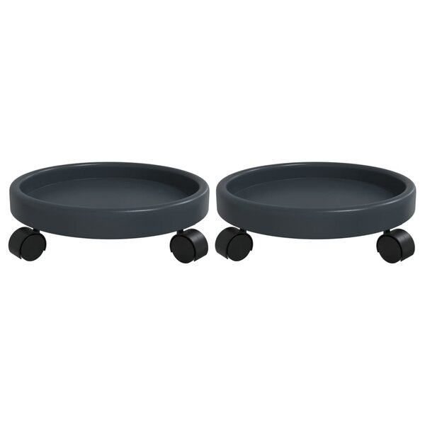 vidaXL Chariots à plantes avec roues 2 Pièces gris diamètre 34 cm 35 kg