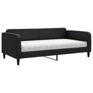 vidaXL Lit de jour avec matelas noir 100x200 cm tissu
