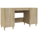 Bureau table poste de travail meuble d'ordinateur informatique étude chêne sonoma 140 x 50 x 75 cm bois d'ingénierie brun 02_0023650