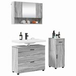 vidaXL Ensemble de mobilier de salle de bain 3 Pièces Gris Sonoma