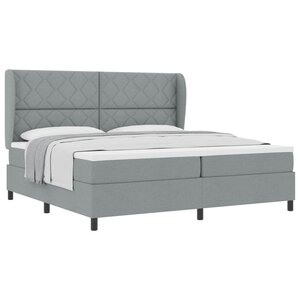 vidaXL Lit à ressorts avec matelas Gris clair 200 x 200 cm tissu