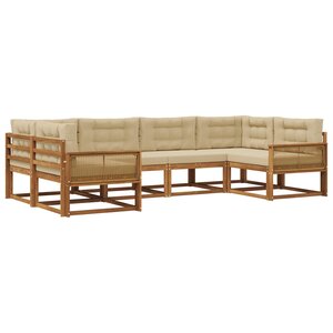 vidaXL Ensemble de canapés d'extérieur 6 Pièces Naturel et Beige