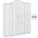 vidaXL Paniers à gabions arqués 25 Pièces 200x50x220/240 cm Fer galvanisé