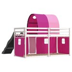 vidaXL Lit superposé sans matelas avec toboggan et rideaux 90x200 cm
