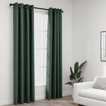 vidaXL Rideaux occultants Aspect lin avec œillets 2 Pièces Vert 140x245cm