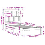 vidaXL Lit bibliothèque sans matelas cire marron 75x190 cm pin massif