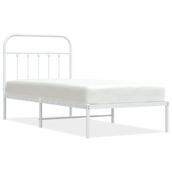 vidaXL Cadre de lit métal avec tête de lit blanc 90x190 cm
