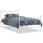 vidaXL Cadre de lit métal avec tête de lit/pied de lit blanc 100x190cm