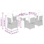 vidaXL Ensemble à manger de jardin et coussins 7 Pièces gris rotin