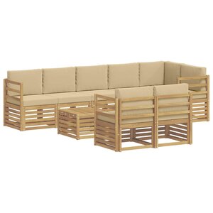 vidaXL Ensemble de canapés d'extérieur 9 Pièces Blanc et Beige