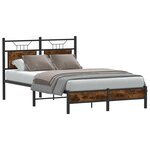 vidaXL Cadre de lit sans matelas chêne fumé 120x200 cm bois ingénierie