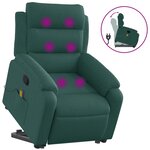 vidaXL Fauteuil inclinable de massage Vert foncé Tissu