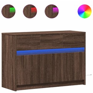 vidaXL Meuble TV avec LED chêne marron 91x34x61 cm bois d'ingénierie