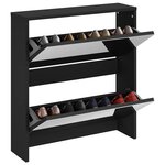 vidaXL Armoire à chaussures avec miroir à 2 niveaux Noir 63x17x67 cm